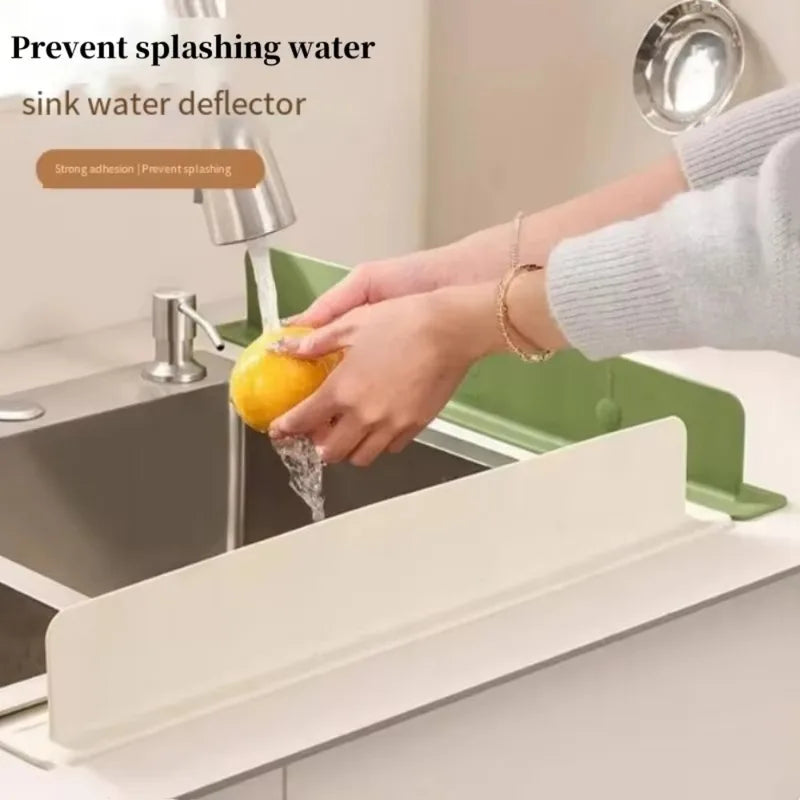 Silicone Sink Baffle Splash Guard with Suction Cups - Water & Oil-Proof Kitchen Organizer