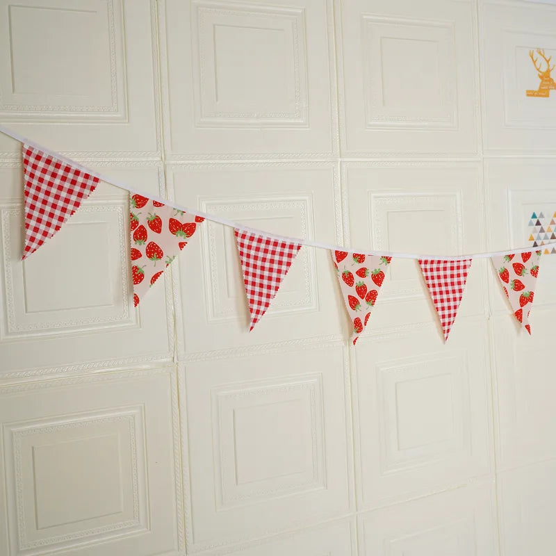 Sweet Strawberry Fabric Banner Wall Decor for Girl Birthday Baby Shower