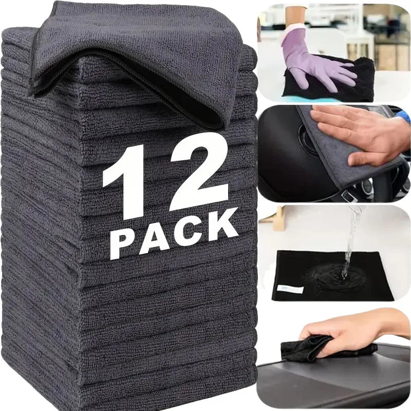 Microfiber Cleaning Cloths Set - Reusable Absorbent Towels for Car, Window, & Home Cleaning
