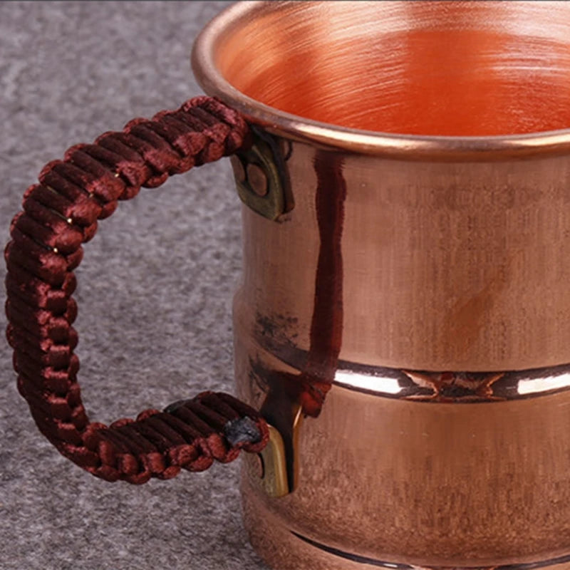 Handcrafted Copper Beer Mug with Weave Handle 400ml Moscow Water Drinkware