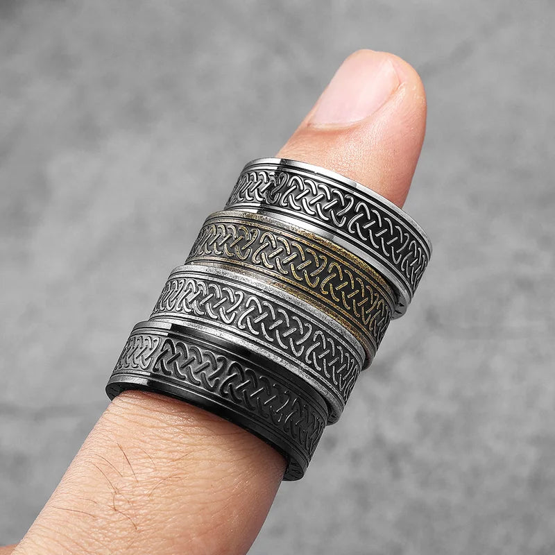 Retro Viking Celtic Knot Men Rings Stainless Steel Punk Jewelry for Men and Women