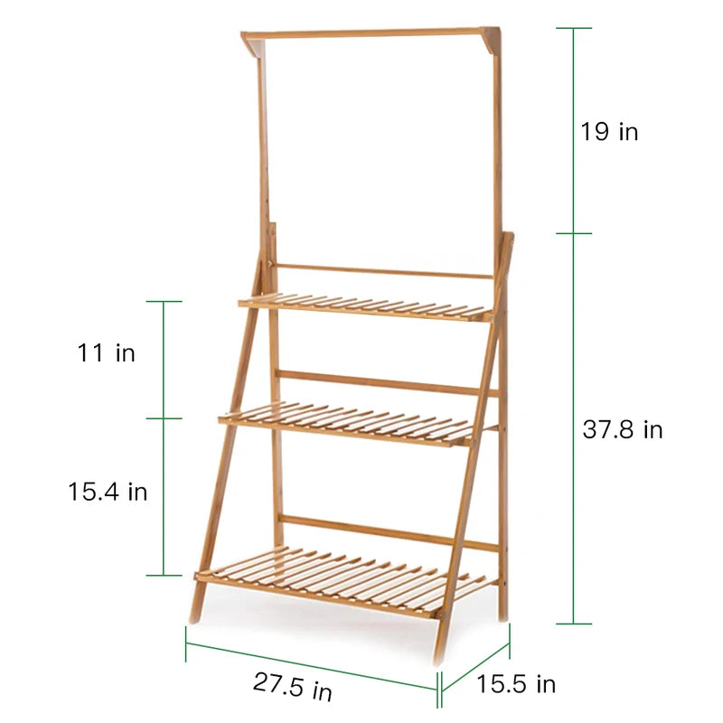 3-Tier Bamboo Plant Stand - Indoor Outdoor Flower Pot Shelf, Space Saving
