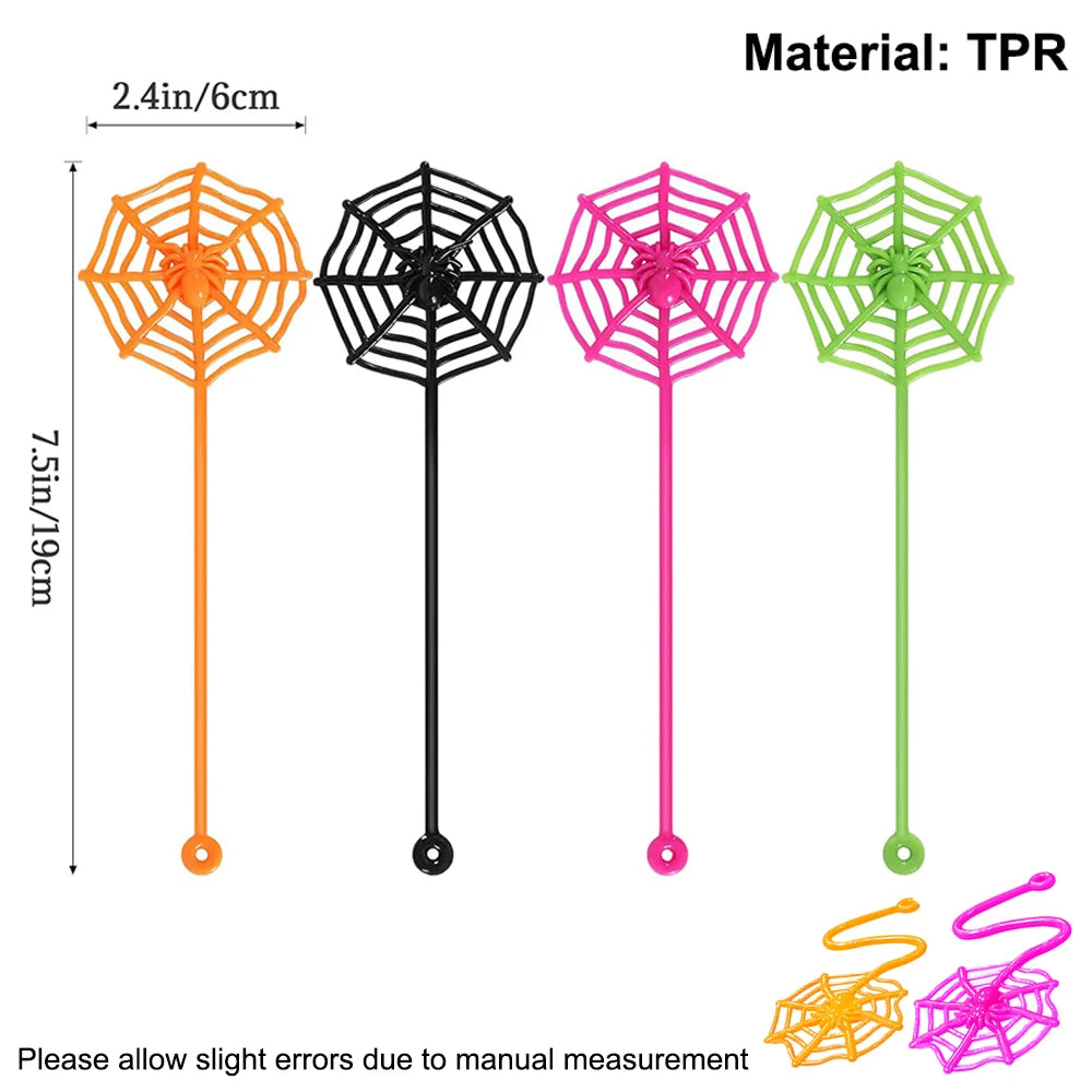 Colorful Sticky Hands Spider Web Party Favors for Kids Halloween Birthday Classroom Prizes - 8/12/24 Pcs