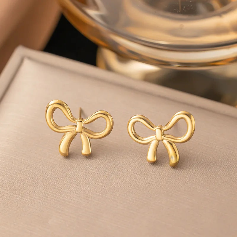 Stainless Steel Bow Charm Necklace & Jewelry Set for Women and Girls - Trendy Party Gift