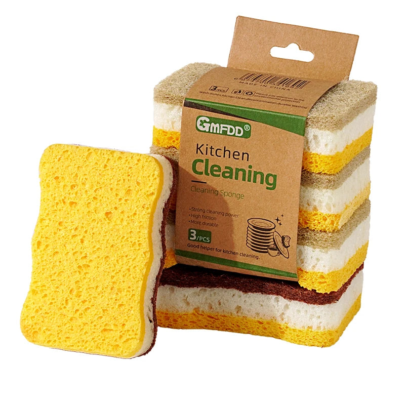 6pcs Multi-Color Sisal Scouring Pads for Kitchen Cleaning - Natural Wood Pulp Cotton