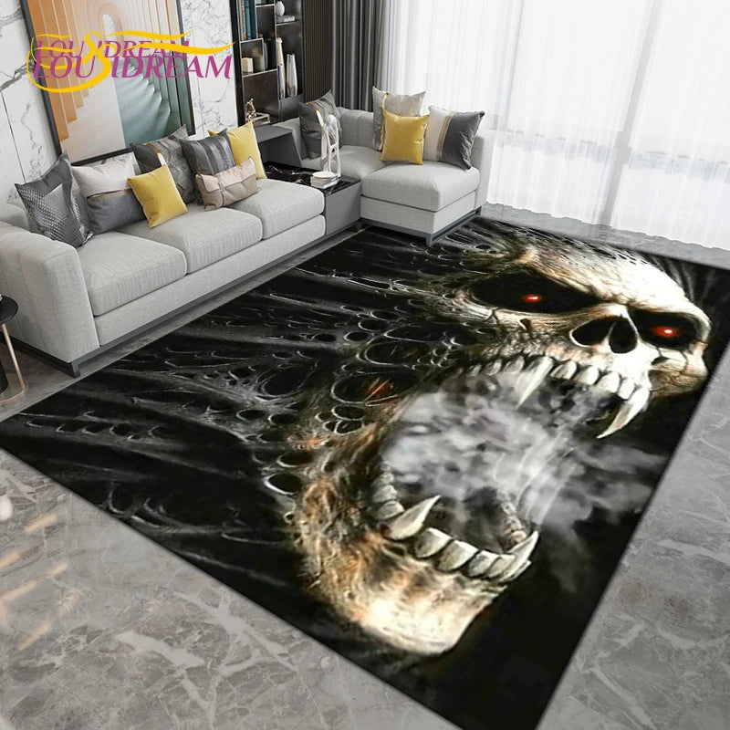 Horror Skull Area Rug for Living Room Bedroom Non-Slip Floor Mat Decor