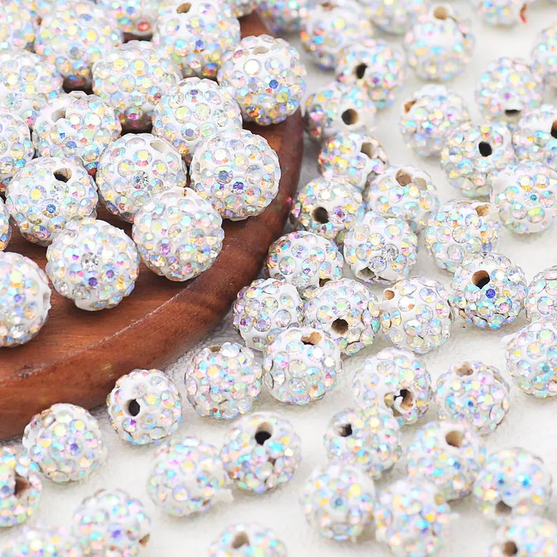 White AB Beads for Jewelry Making 4-10mm Handmade Bead Strings DIY Bracelets