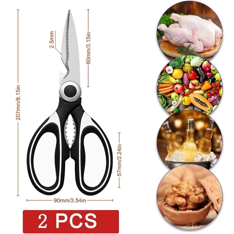 Multifunctional Stainless Steel Kitchen Scissors for Food Cutting - Pizza & Salad Slicing