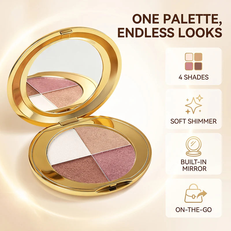 Multi-Function Eye & Cheek Highlighting Palette with 4 Shades for Contouring & Radiance