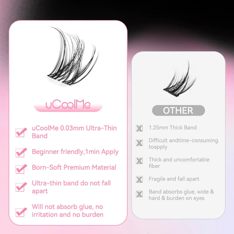 Waterproof Eyelash Clusters Kit with Bond & Seal Remover - Natural Look, Beginner Friendly