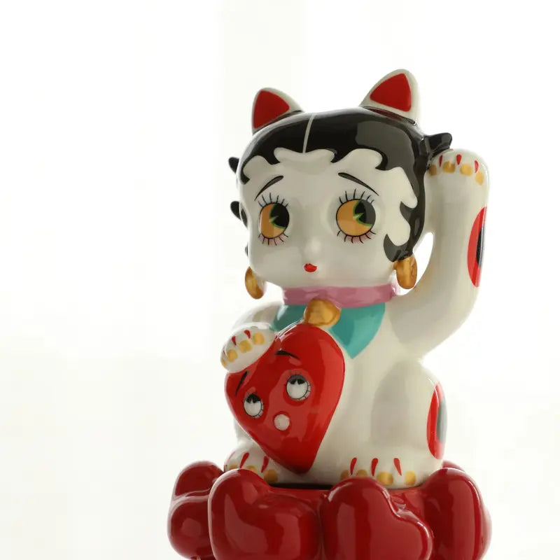 Lucky Cat Ornament Ceramic Statue Cute Cartoon Living Room Decor Gift