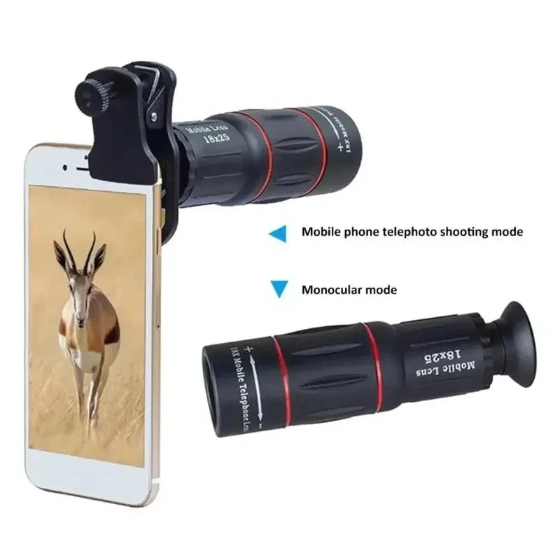 HD Monocular Telescope with Phone Attachment 18X25 Compact Telephoto Lens