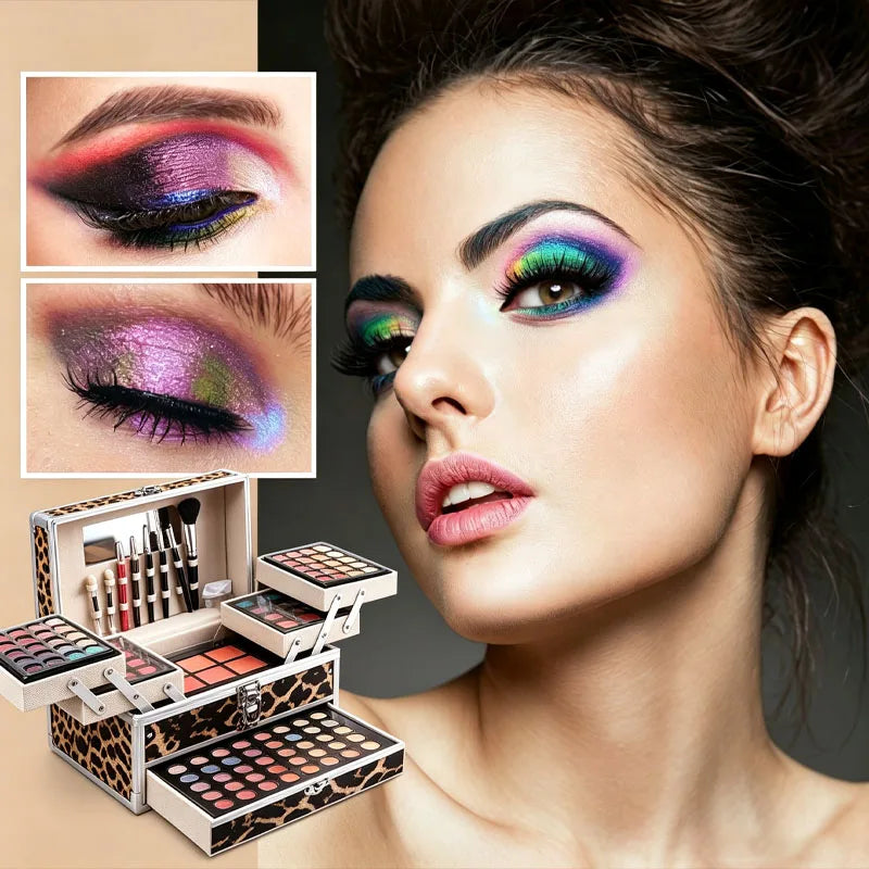 All-In-One Eyeshadow Makeup Kit for Women & Beginners with Mirror, Blusher, Eyeliner, Eyebrow Powder, Perfect for Natural & Glam Looks