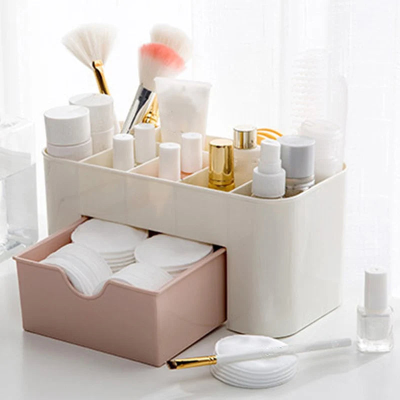 Cosmetic Organizer Drawer Box with Compartments for Makeup & Nail Art Tools