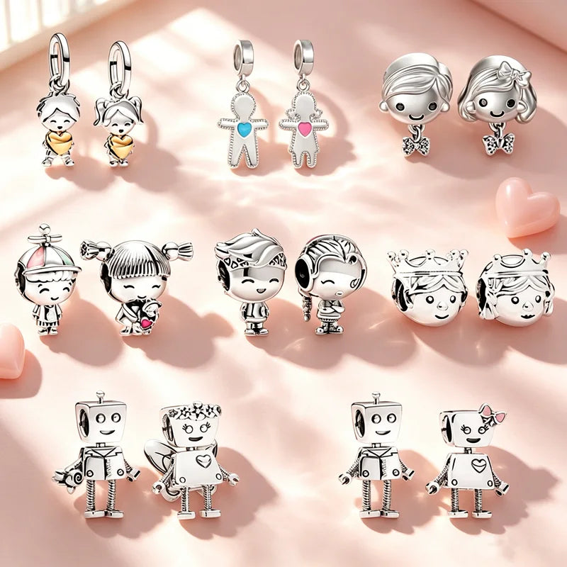 Kids Jewelry Bead Set for DIY Bracelets and Necklaces - Couple Charm Beads