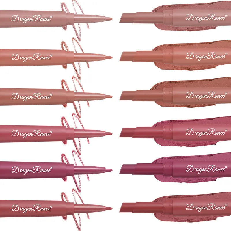 Waterproof Nude Lip Liner & Matte Lipstick 2-in-1 Pencil for Long-Lasting Lip Makeup