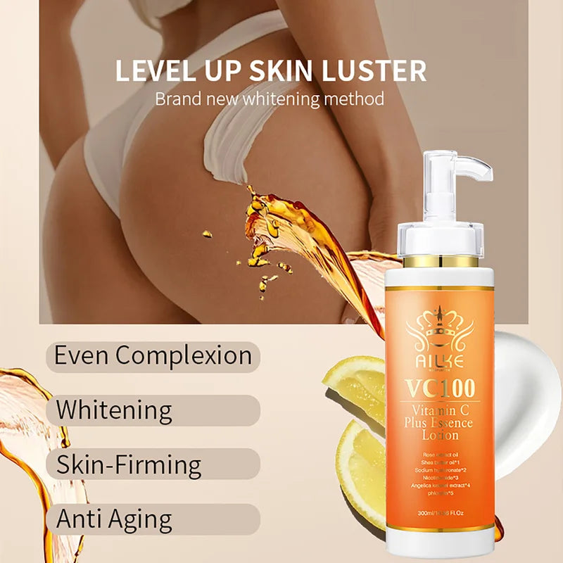 Vitamin C Brightening Body Lotion for Women - Moisturizing & Anti-Spot Cream with Niacinamide & Rose Oil