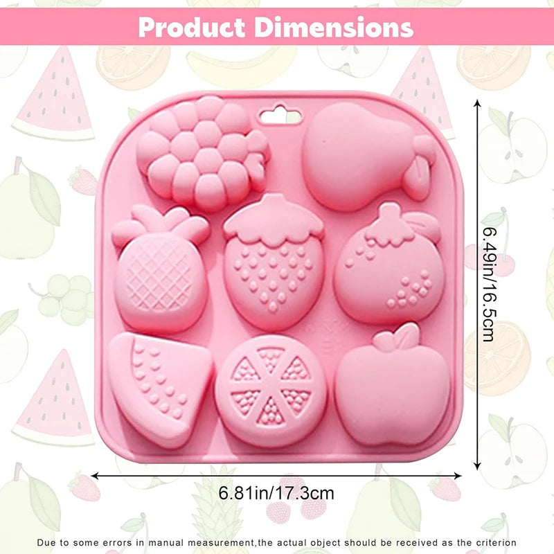 9-Cavity Fruit-Shaped Silicone Mold for Chocolate Candy and Ice Cubes