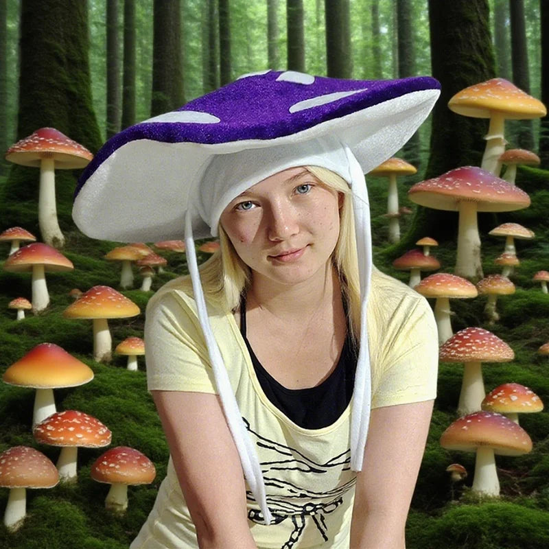 Funny Mushroom Hat for Festival Celebration Halloween Costume Rope Hat Spotted Mushroom