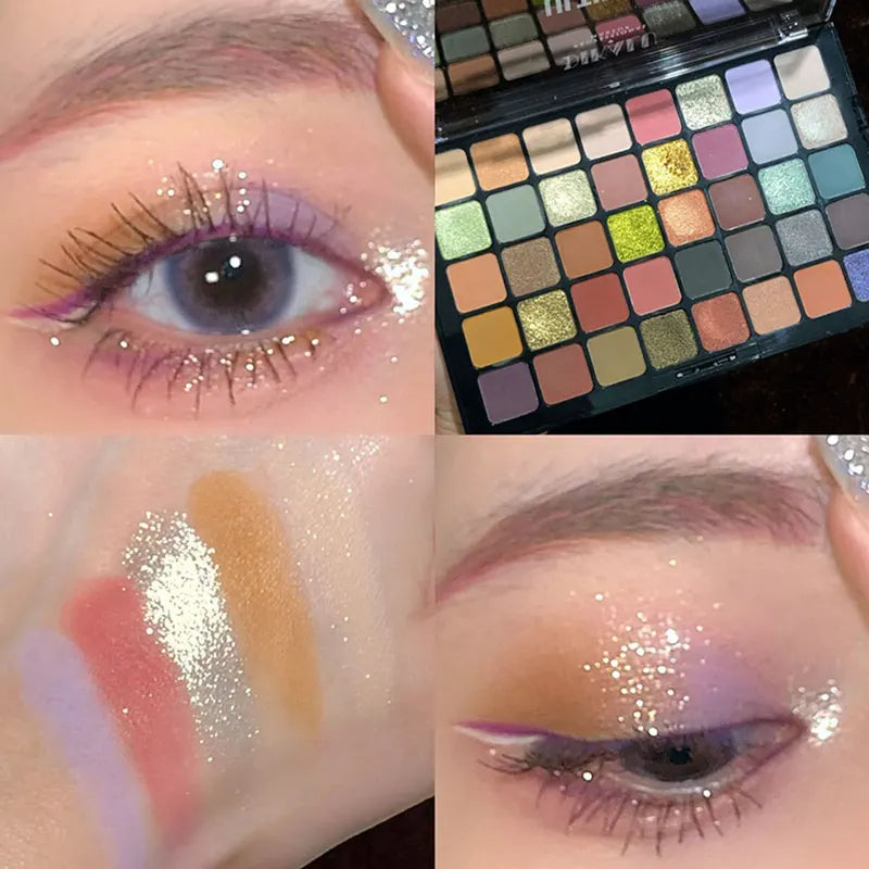 40-Color Eyeshadow Palette with Matte and Glossy Finishes - Vibrant Multi-Color Makeup Set