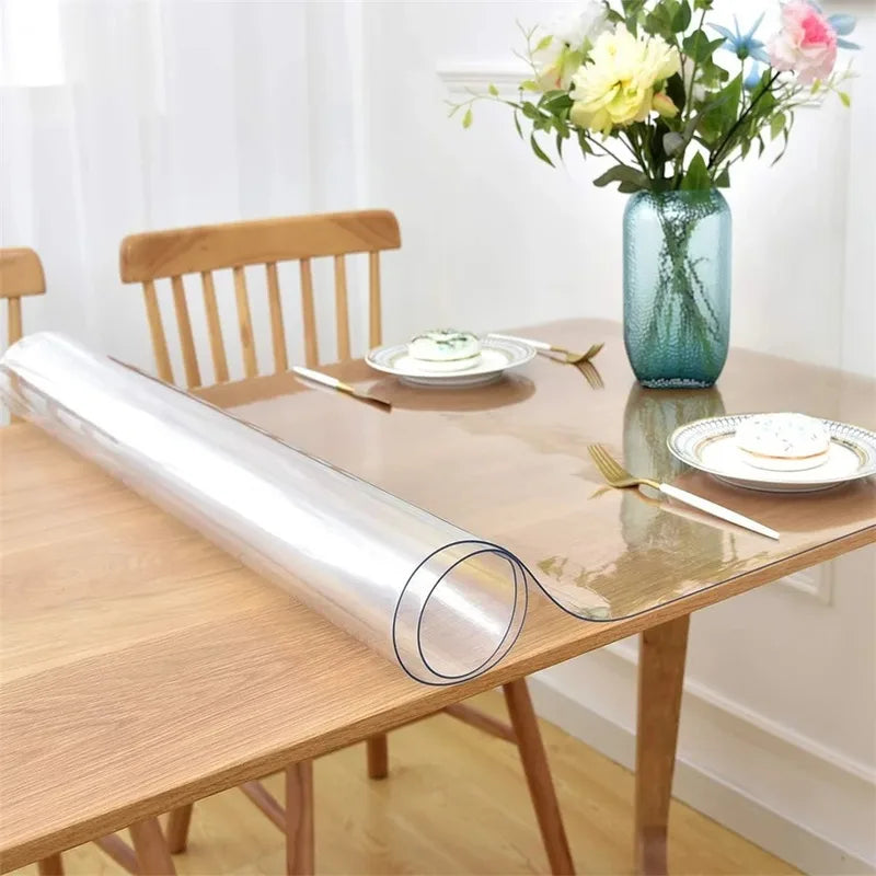 0.5mm Clear PVC Table Protector Waterproof Anti-Scratch for Kitchen & Dining