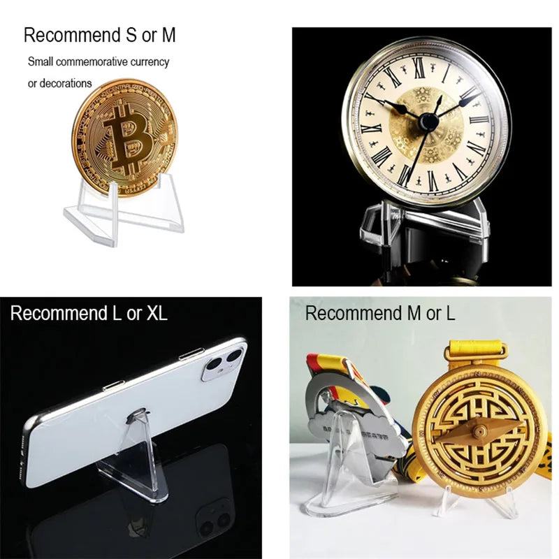 Acrylic Display Holder Triangle Stand for Coins Photos Cards Home Decor