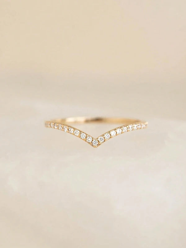 V-Shaped Zircon Silver Ring for Women - Anniversary & Party Jewelry
