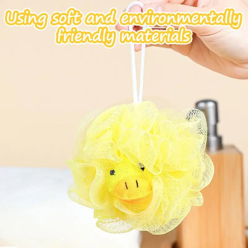 Kids Bath Sponge with Cartoon Animal Design - Soft Mesh Loofah for Gentle Baby Bathing