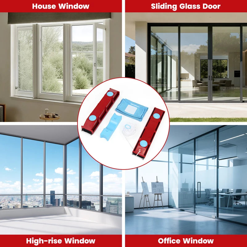 Magnetic Window Cleaner Set for 8-20mm Glass - Dual-Side Cleaning Tool