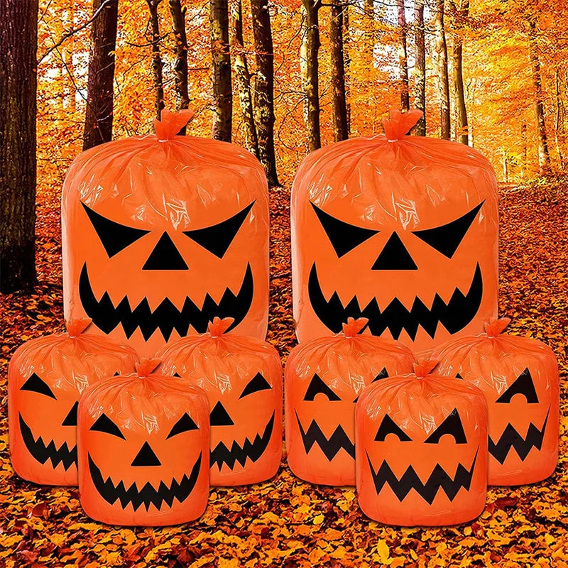Halloween Pumpkin Plastic Leaf Bags - Yard Yard Decorations for Autumn Cleanup