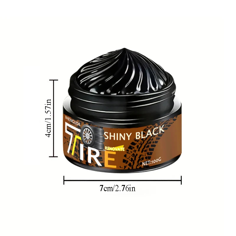 Car Tire Wax Polish with Sponge Applicator - Long-Lasting Gloss, Rubber & Plastic Repair