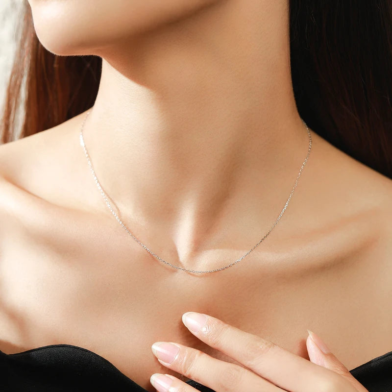 Sterling Silver Chain Necklace for Women Adjustable 40+5CM Jewelry Gift
