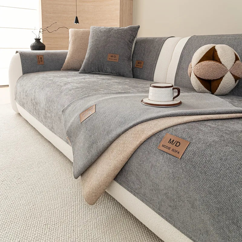 Universal Non-Slip Pet-Friendly Sofa Cover with Chenille Twill Fabric – All Sizes & Colors
