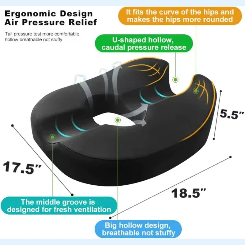 Donut Pillow Coccyx Car Seat Cushion for Sciatica Pelvic Floor Memory Foam Sitting Pad