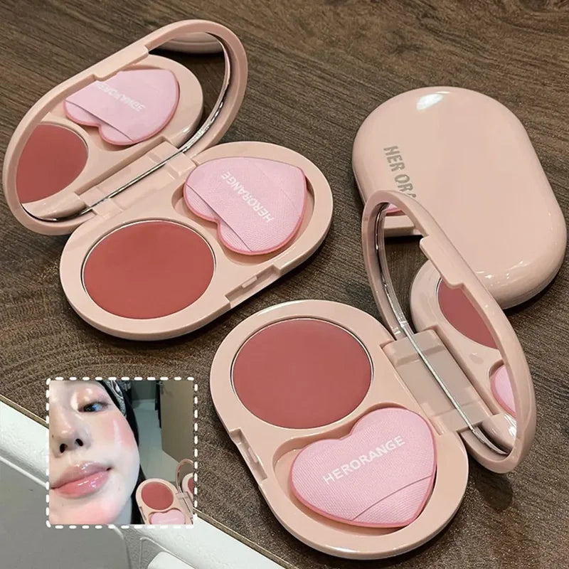 2-in-1 Lip & Cheek Makeup Palette Water Light Blush with Puff - Multiple Colors