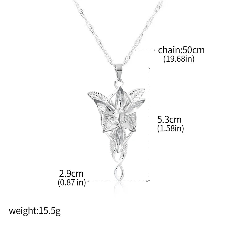 Elf Princess Arwen Necklace Crystal Pendant for Women - Twilight Star Jewelry