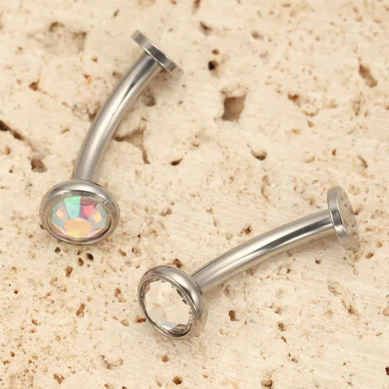 14G Titanium Belly Button Ring with Crystal Navel Piercing - Body Jewelry for Men Women