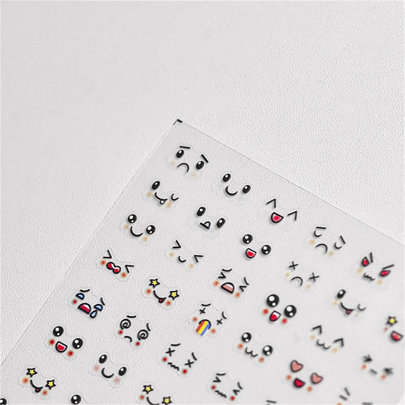 Japanese 5D Cartoon Face Nail Art Stickers Kawaii Acrylic Decals for Manicure DIY