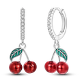 Women Hoop Earrings 2025 New Sterling Silver Cherry Wedding Engagement Gift