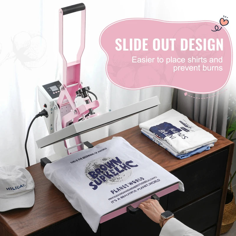 15x15 Heat Press Machine with Slide Out Drawer for T-Shirts and Transfers