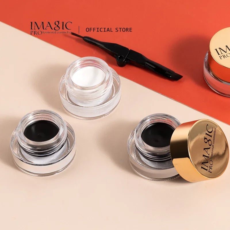 3-Color Waterproof Gel Eyeliner Set with Brush - Long-lasting, Quick Dry, Eye Makeup