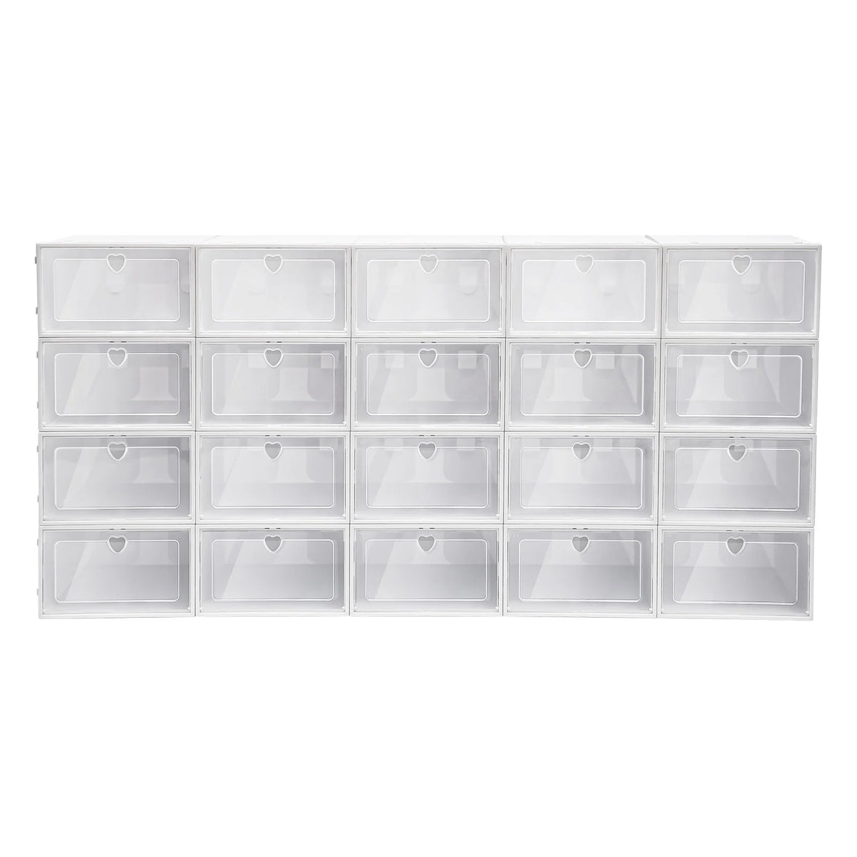Stackable Transparent Shoe Storage Box with Side Flap - Dustproof & Ventilated, 20pcs