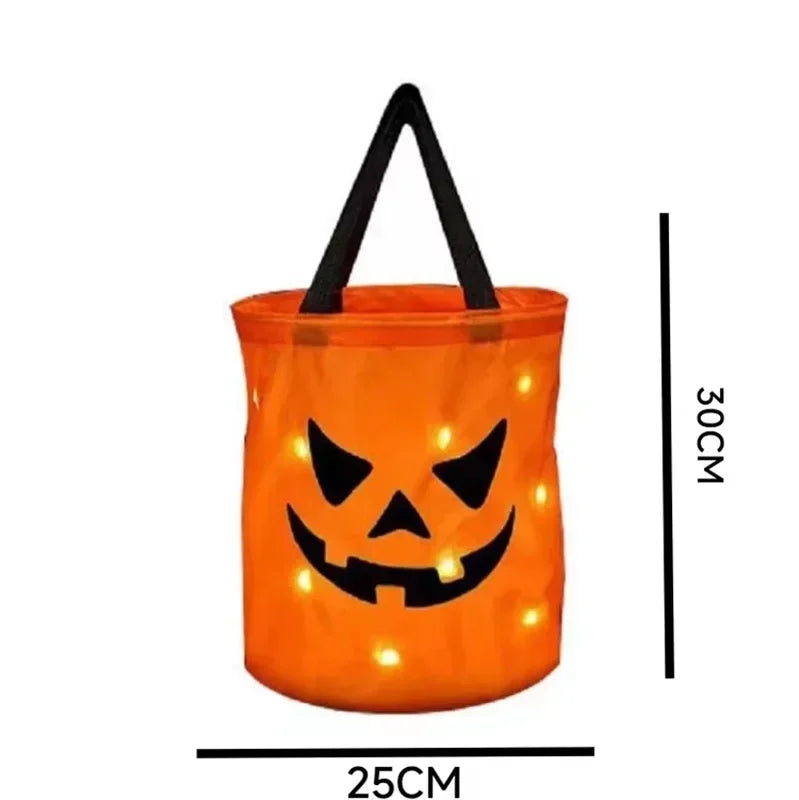 LED Halloween Pumpkin Light Bag for Kids Trick or Treat Party Decoration