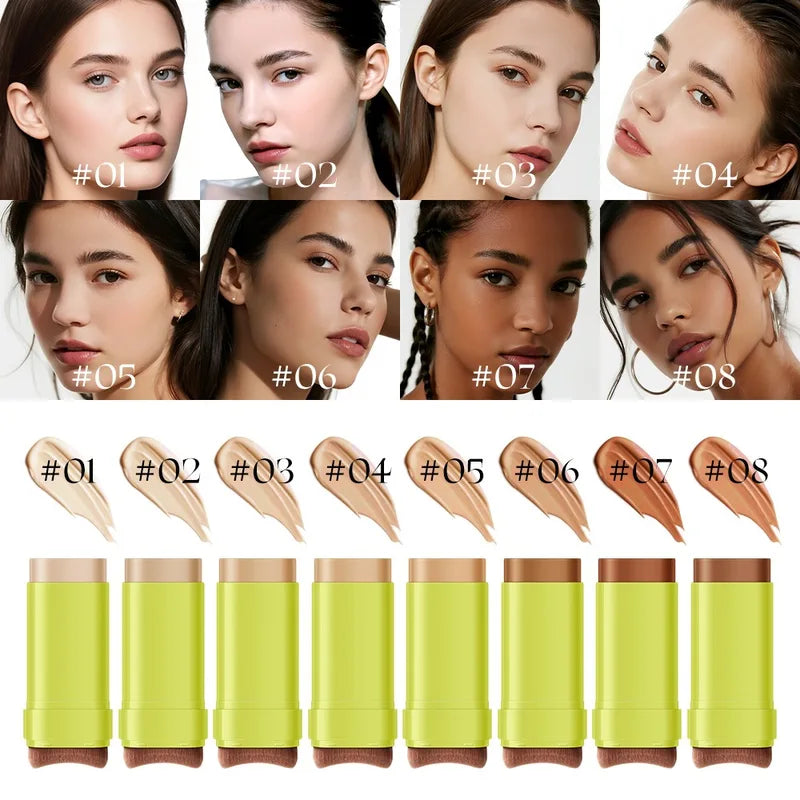 Dual-End Concealer Foundation Stick with Brush - Long Lasting Waterproof Makeup Palette