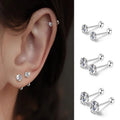 3 Pairs Zirconia Stud Earrings for Women - Classic Round Jewelry, Stainless Steel