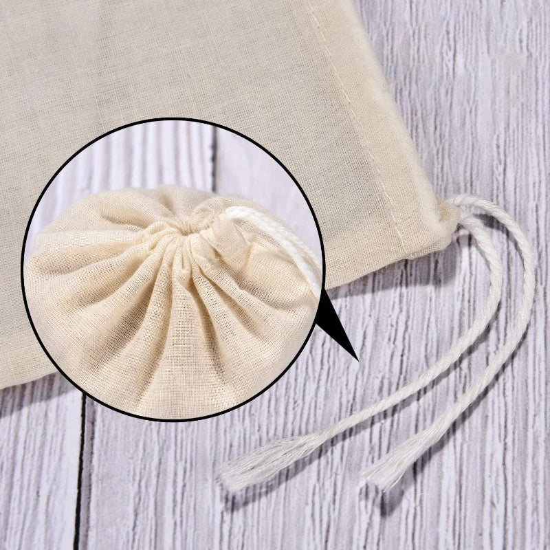 50pcs Cotton Gauze Cloth Filter Bags Food Grade Tea & Spice Strainers