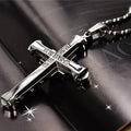 Men's Crystal Cross Pendant Necklace Stainless Steel Jewelry 2024