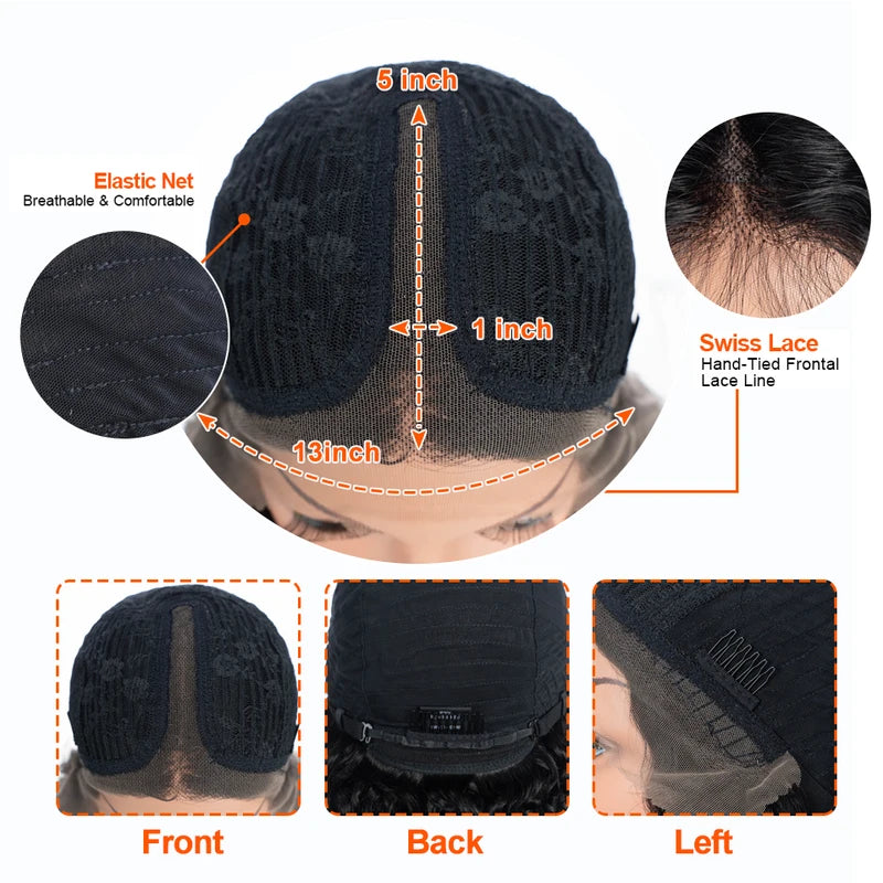 Human Hair Lace Front Wig Body Wave 13x5 HD Transparent Lace T Part 180D Density