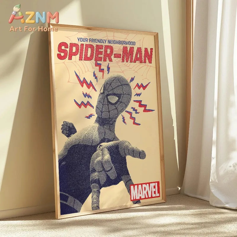 Retro Spider-Man Comic Poster Wall Art - Marvel Home Decor