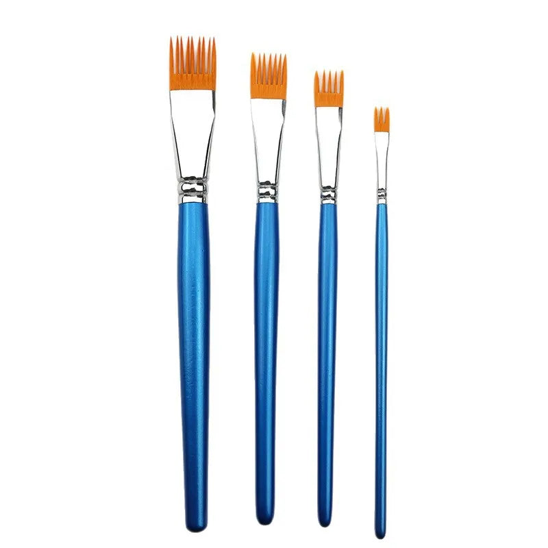 4-Piece Watercolor and Oil Art Brush Set for Artists & Students - Landscape & Leaf Shapes